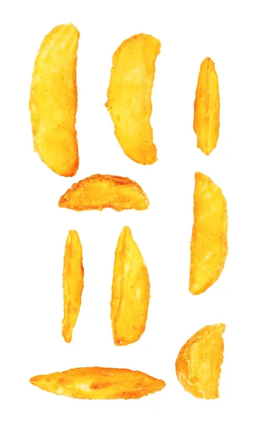 Definir batatas fritas em um fundo branco — Fotografia de Stock