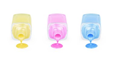 Bir şişe farklı cila ve diş minesi numunesi.