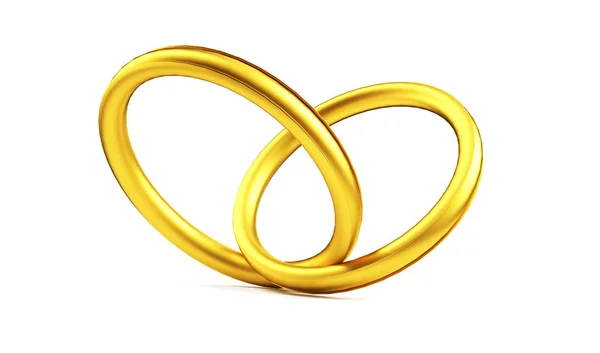 金婚戒指,心形相连,在白色的巴上隔离 — 图库照片