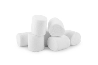 Beyaz arka planda marshmallow besin çekimi