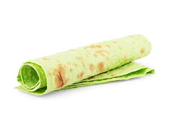 Green Pita Bread Rolls White Background — Stock Photo, Image