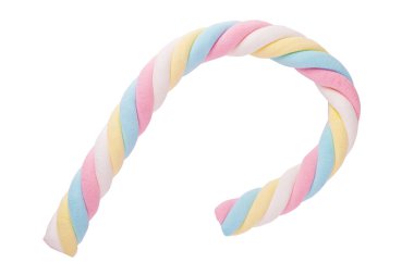 Beyaz arkaplanda çok renkli şekerlemeler var.