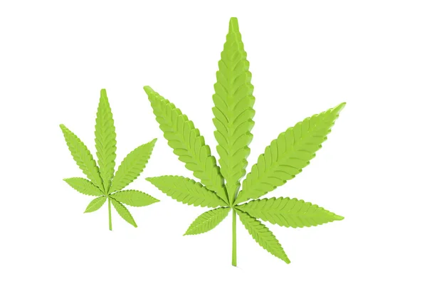 Cannabis Levél Elszigetelt Fehér Háttér Render — Stock Fotó