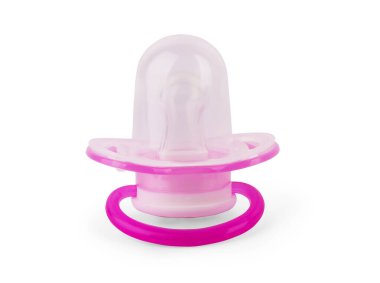 Emzik beyaz üzerine izole edilmiş. Pembe bebeğin emziği beyaz arkaplanda izole edildi.