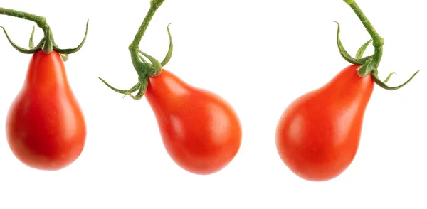 Kirschtomaten Drei Kirschtomaten Isoliert Auf Weißem Hintergrund — Stockfoto