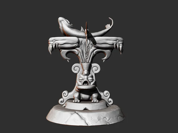 Totem Cor Madeira Representando Uma Coruja Fundo Branco Ilustração — Fotografia de Stock