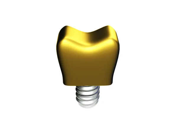 Gold tooth on white background 3D illustration.