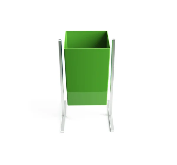 Darstellung Eines Hellgrünen Mülleimers Isoliert Auf Weißem Hintergrund Müllabfuhr Halten — Stockfoto