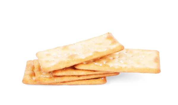 Nahaufnahme Gesunder Vollkorncracker Auf Weißem Hintergrund Draufsicht Oder Overhead Aufnahme — Stockfoto