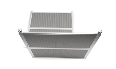 Beyaz zemin üzerinde izole edilmiş çelik bir barikat - 3D görüntüleme