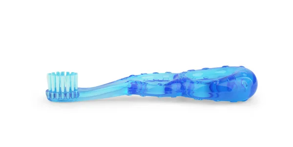 Голубая Зубная Щетка Белом Фоне — стоковое фото