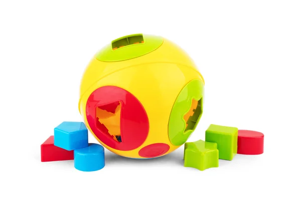 Kinderspeelgoed Een Gekleurde Achtergrond Een Plek Tekst Voegen Minimalisme Baby — Stockfoto