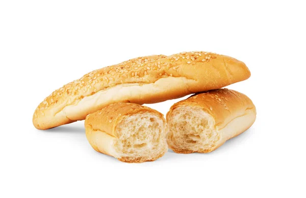 Hot Dog Broodjes Geïsoleerd Witte Achtergrond — Stockfoto