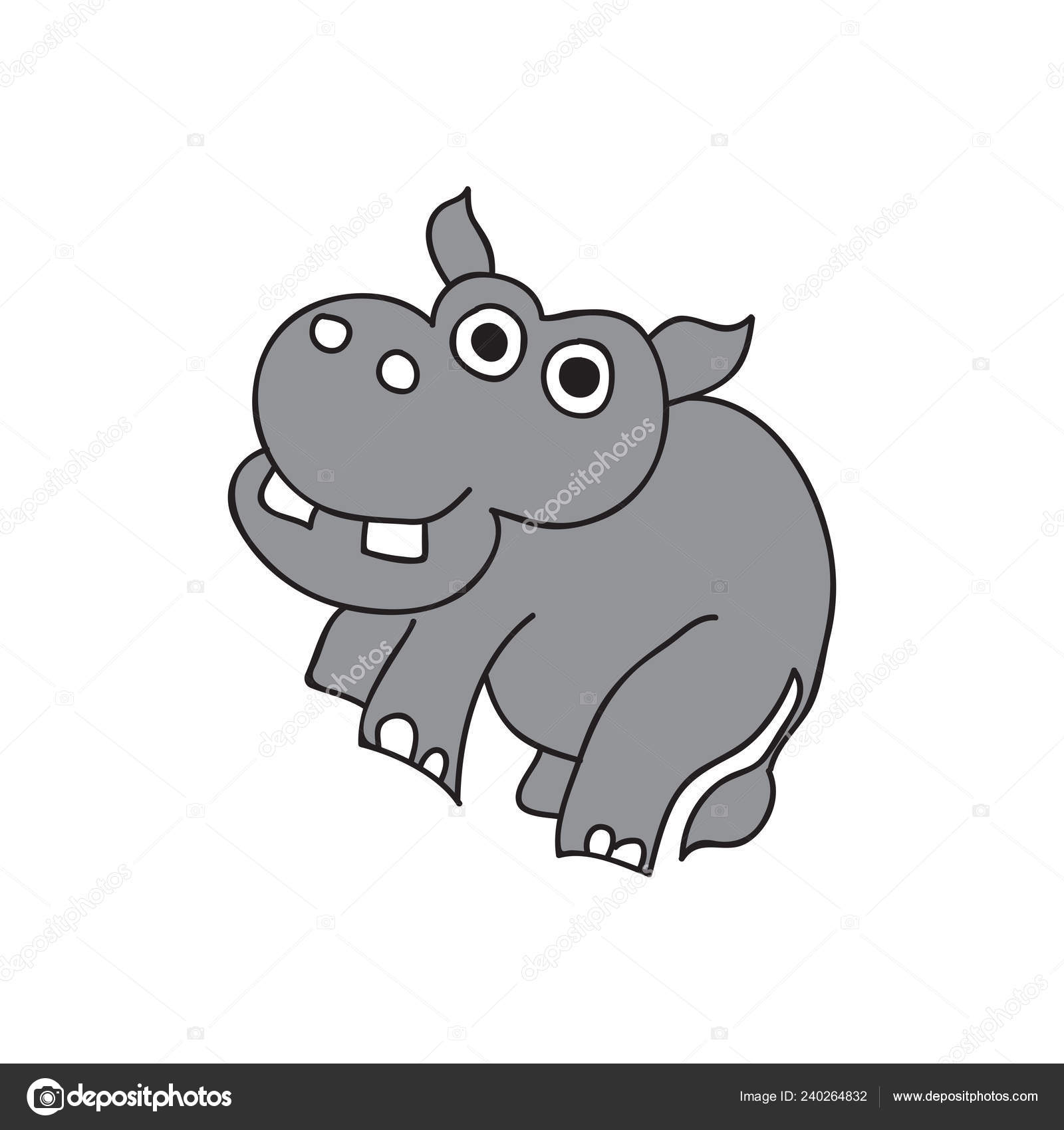 カバのシルエット ベクトルのロゴのデザイン 動物のアイコン