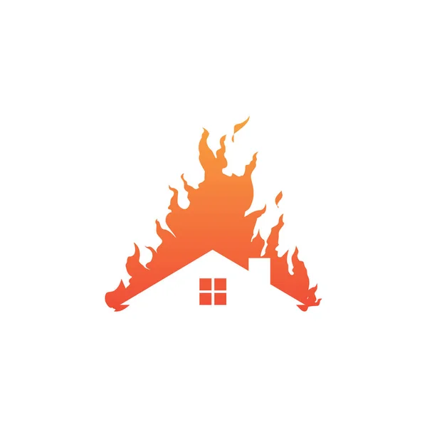 火ロゴデザイン ベクトル赤い家のロゴの家 — ストックベクタ