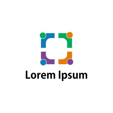 Parlak renkli logosu ile Birleşmiş insanların bükülmüş