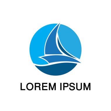 Spor yelkenli yelken ile yat kulübü simgesi tasarım