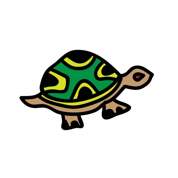 Niedliche Cartoon Schildkröte Auf Weißem Hintergrund — Stockvektor