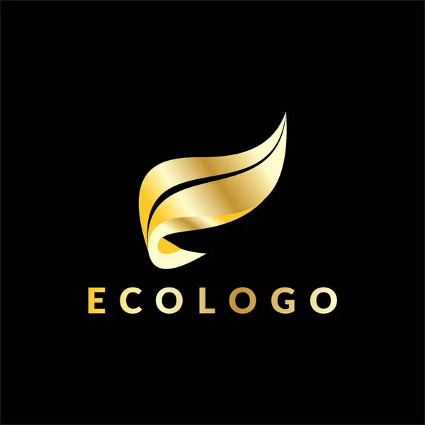 Logotipo Del Negocio Hoja Oro — Archivo Imágenes Vectoriales