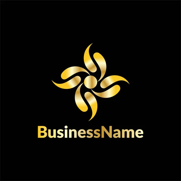 Logotipo Negócio Folha Ouro — Vetor de Stock
