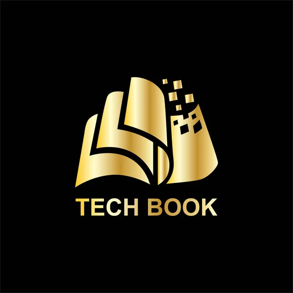 Libro Tecnología Para Logotipo Del Negocio Con Color Oro — Vector de stock