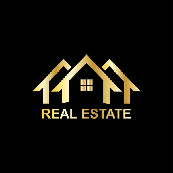 Logo Společnosti Real Estate Zlatá Barva — Stockový vektor