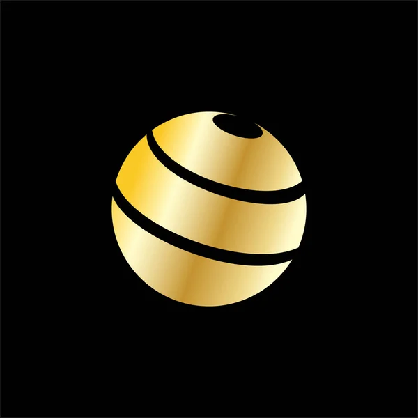Astratto Cerchio Forma Orbita Logo Con Colore Oro — Vettoriale Stock