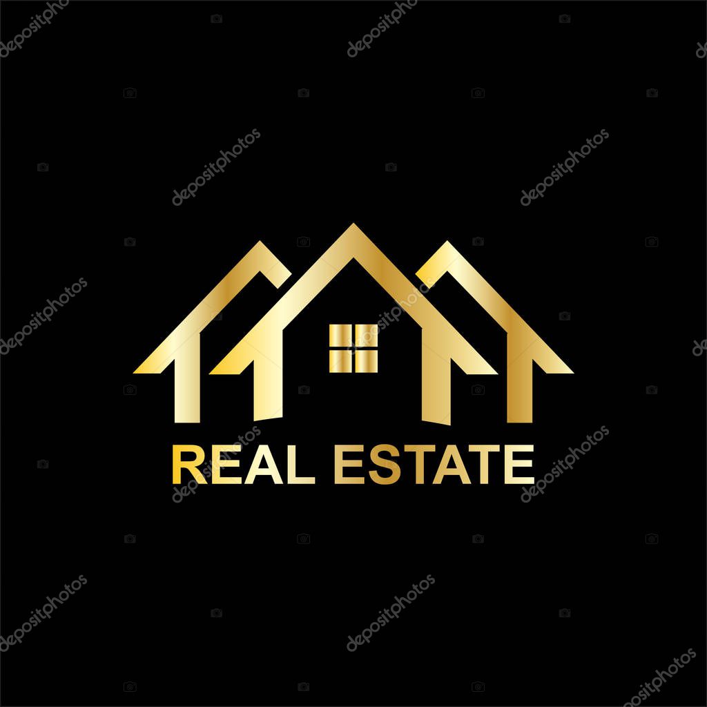 Real estate business logo with gold color