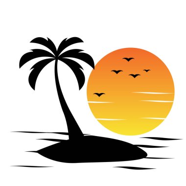 yaz tatili, mutlu aile logo günbatımı, sunrise Beach