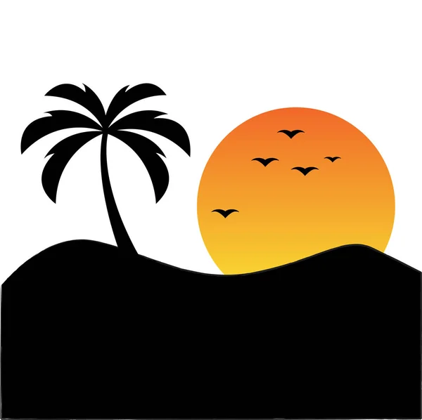 Pôr Sol Nascer Sol Praia Férias Verão Logotipo Família Feliz —  Vetores de Stock