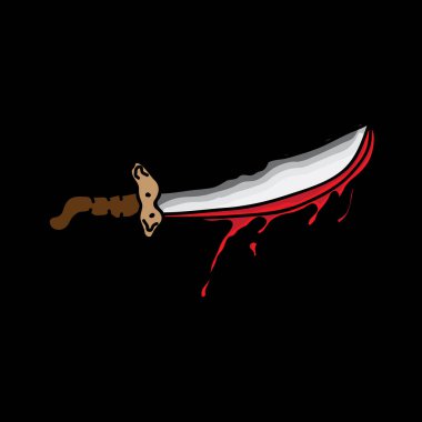 Kanlı kılıç simgesi, çizgi roman tarzı, Cadılar Bayramı partisi