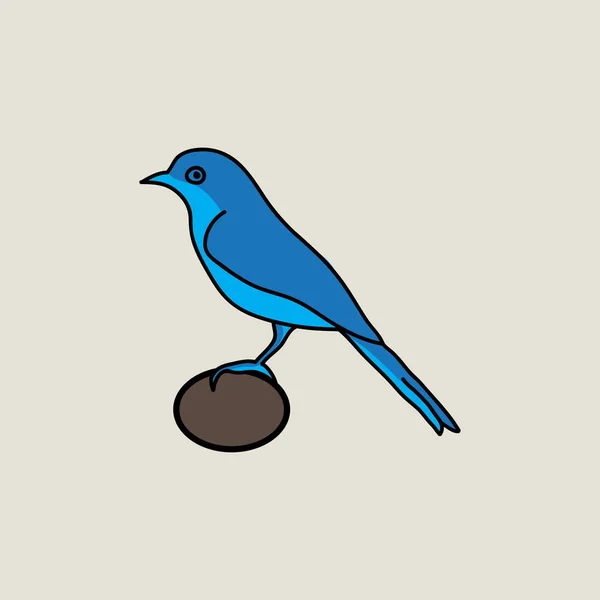 Dessin Animé Vecteur Illustration Oiseau Mignonette Animal Isolé Bleu Heureux — Image vectorielle