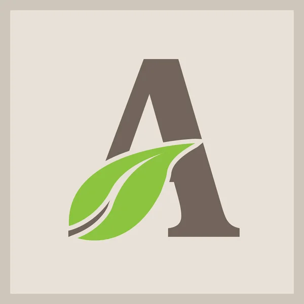 Grön Logotyp Eco Ekologi Brev Ikon Leaf Teckensnitt Symbol Natur — Stock vektor