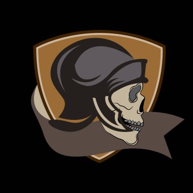 basit kafatası vektör rozet logo şablonu şablonu