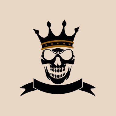 basit kafatası vektör rozet logo şablonu şablonu