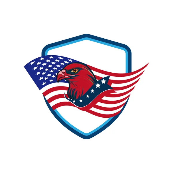 American Eagle Hlavy Logo Design Koncept Šablona — Stockový vektor