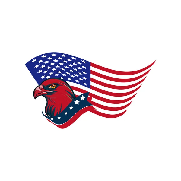 Modèle Conception Logo Tête Aigle Américain — Image vectorielle