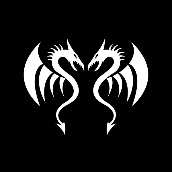 Dessin Main Tribal Dragon Jumeau — Image vectorielle