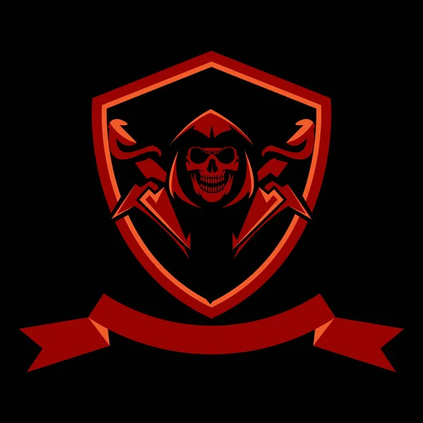 Eenvoudige Skull Vector Badge Logo Sjabloon — Stockvector