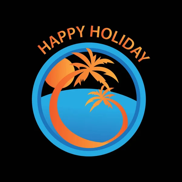 Vetor do logotipo do verão, logotipo da praia. design de ícone de palma e onda — Vetor de Stock