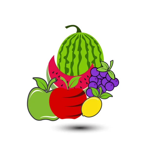 Frutas frescas imagen vector orgánico — Archivo Imágenes Vectoriales