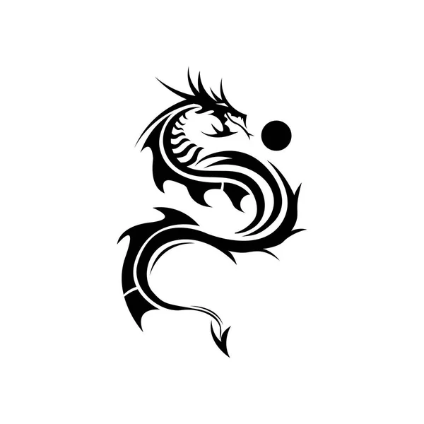 Dragon Tribal mit Kugelvektorbild — Stockvektor
