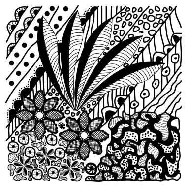 el çizilmiş doğa batik tasarım vektörü