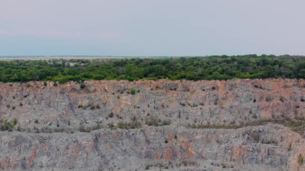 Aerial drone view of career in Europe, crushed stone quarry at cloudy summer day — Stock Video