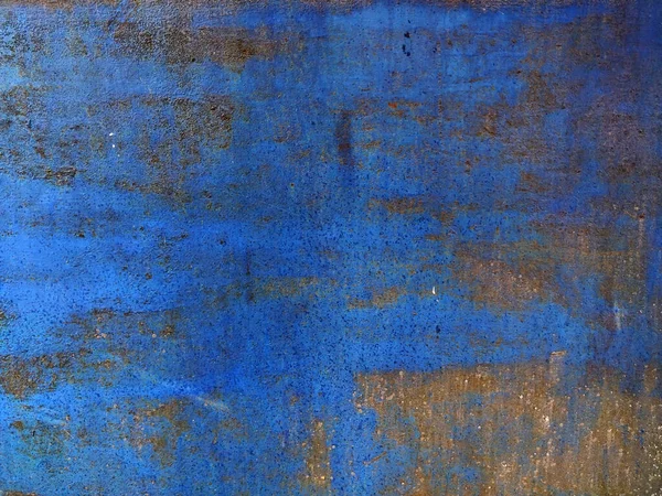 Corroded Metal Background Rusted Blue Painted Metal Wall Rusty Metal — Stock Photo, Image