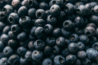 Ormanda toplanmış bir sürü yabanmersini. Seçici odaklı yaz meyveleri ile arkaplan dokusunu kapat