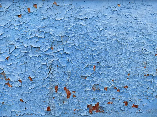 Іржава Металева Панель Тріснутою Синьою Фарбою Корозійна Текстура Гранжевого Металевого — стокове фото