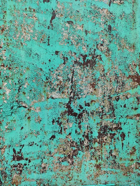 Fondo Metálico Corroído Pared Metálica Pintada Cian Verde Oxidado Fondo — Foto de Stock