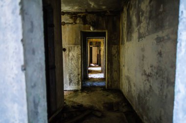Pripyat Chornobyl Bölgesi 'nin terk edilmiş binaları, radyasyon, nükleer felaket.