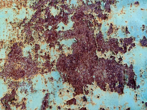 Aşınmış Metal Zemin Paslı Boyanmış Metal Duvar Paslı Metal Arka — Stok fotoğraf